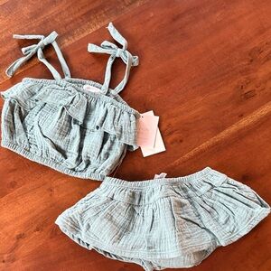 Adorable Light Blue Ruffled Diaper Cover Set